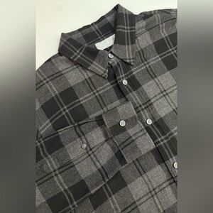 VINCE Italy Fabric Shirt Mens M Wool Blend Plaid Overshirt Button Up Long Sleeve